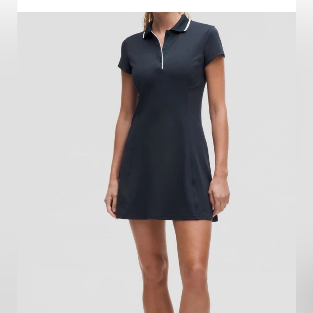 New Lululemon Short-Sleeve Polo Dress color TRNV/White